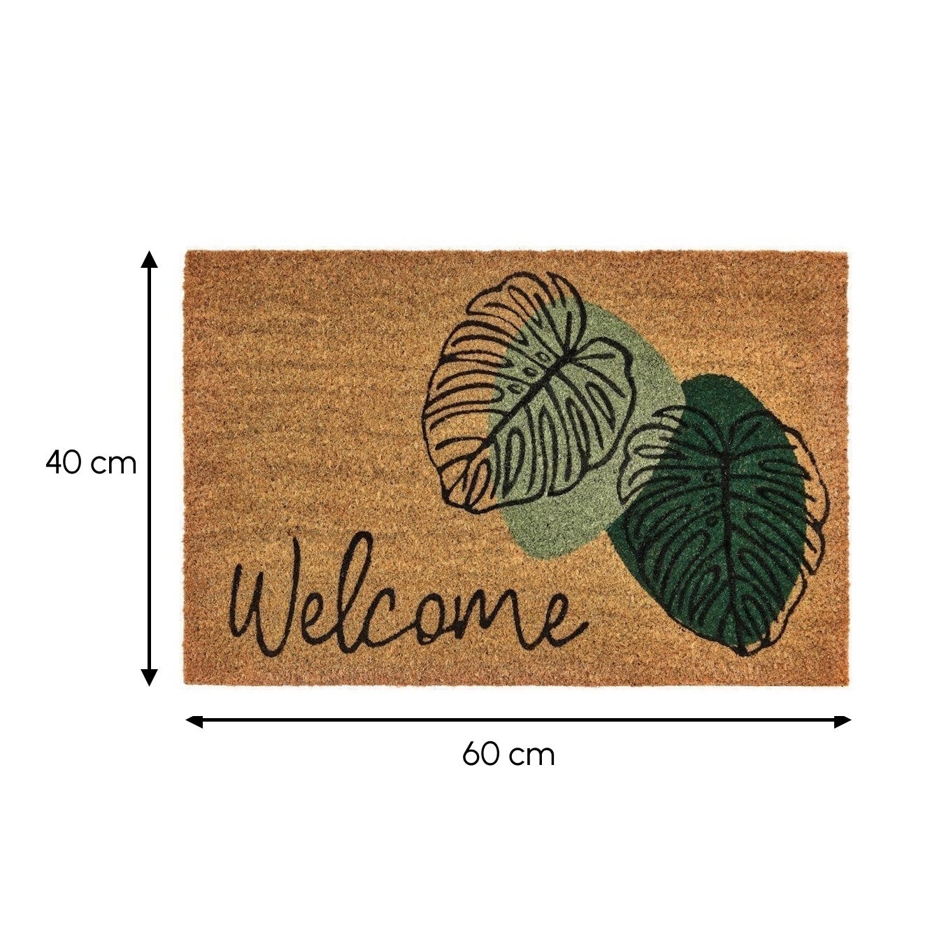 Felpudo antideslizante de fibra de coco natural modelo Welcome de 60x40 cm