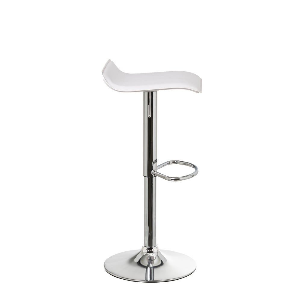 Taburete giratorio blanco de polipiel y metal de 39x39x84 cm