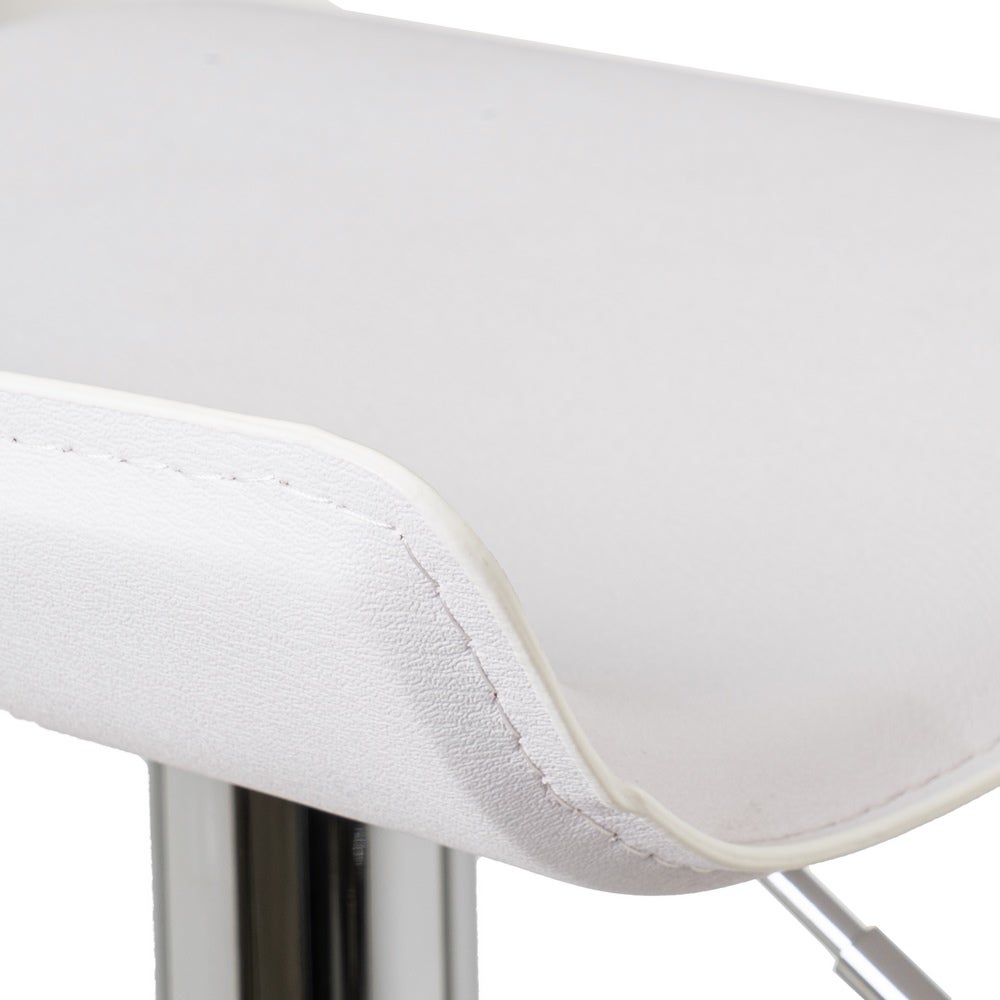 Taburete giratorio blanco de polipiel y metal de 39x39x84 cm