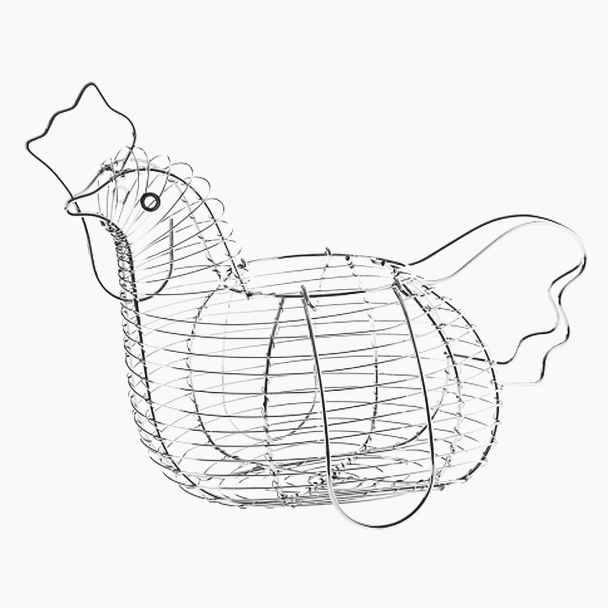 Huevera de gallina clásica plateada de metal para cocina Basic -