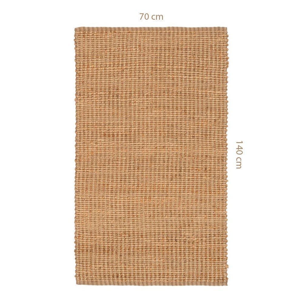 Alfombra rectangular de yute natural trenzado y acordonado de 140x70 cm