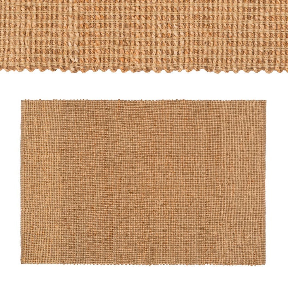 Alfombra rectangular de yute natural trenzado y acordonado de 200x140 cm