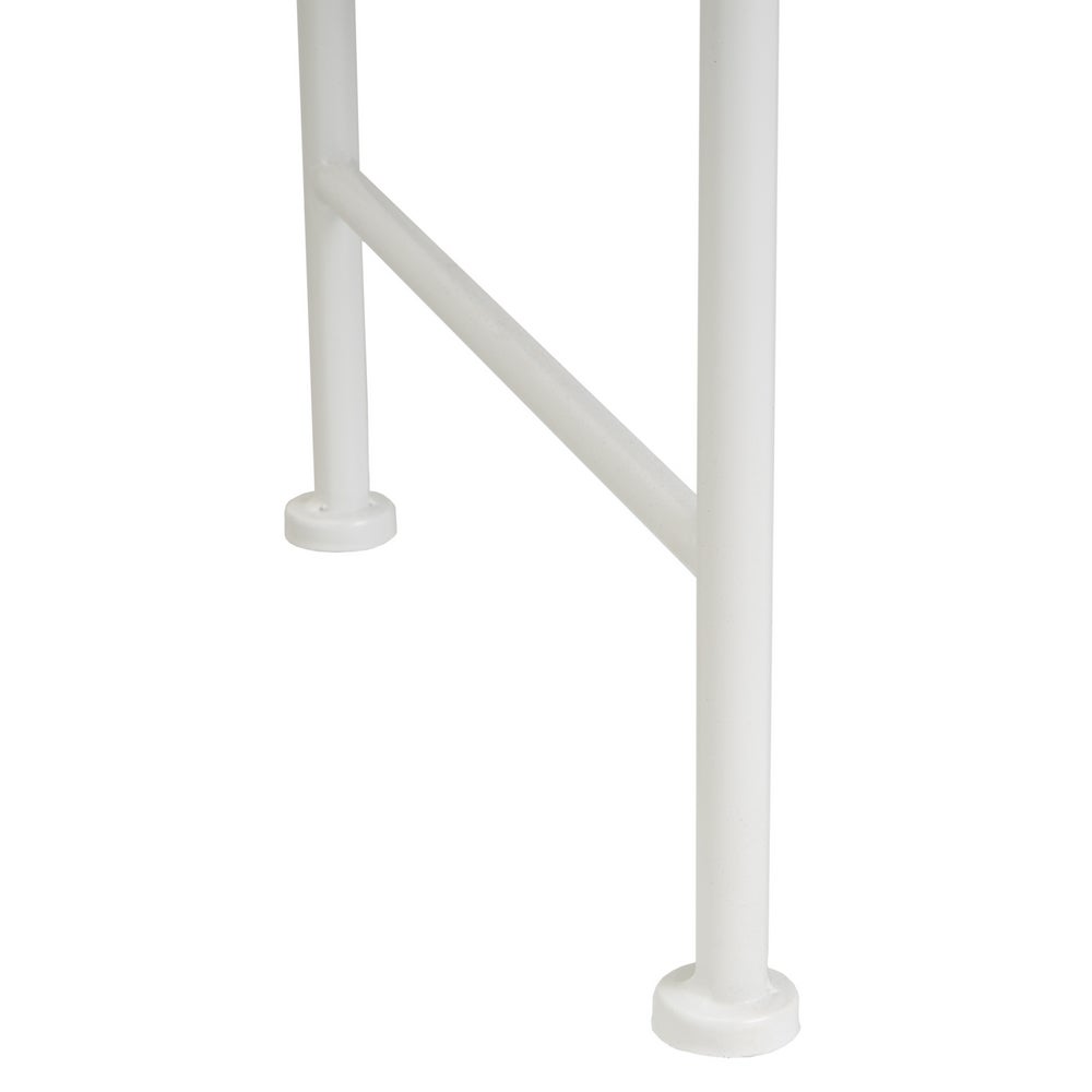 Banqueta pie de cama de metal blanco tapizado en lino beige de 74 cm