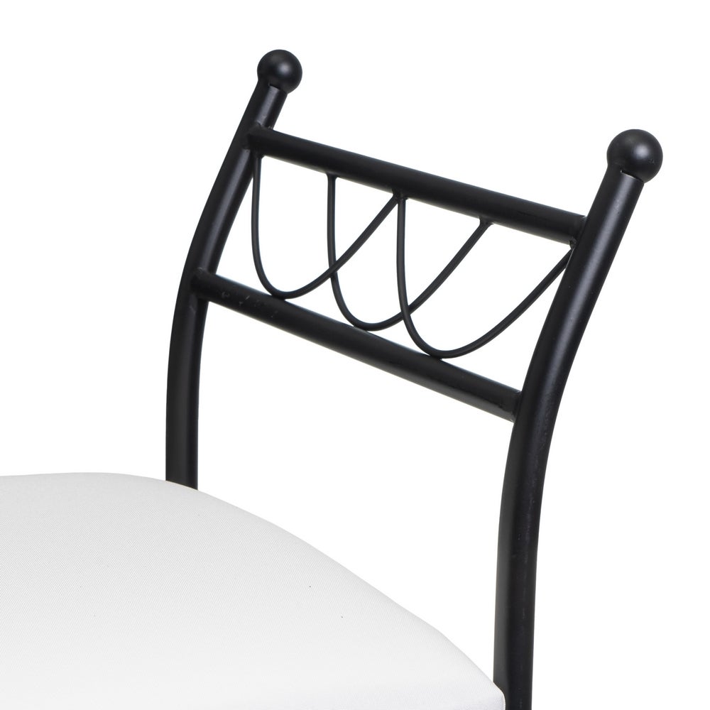 Banqueta pie de cama de metal negro tapizado en algodón blanco de 74 cm