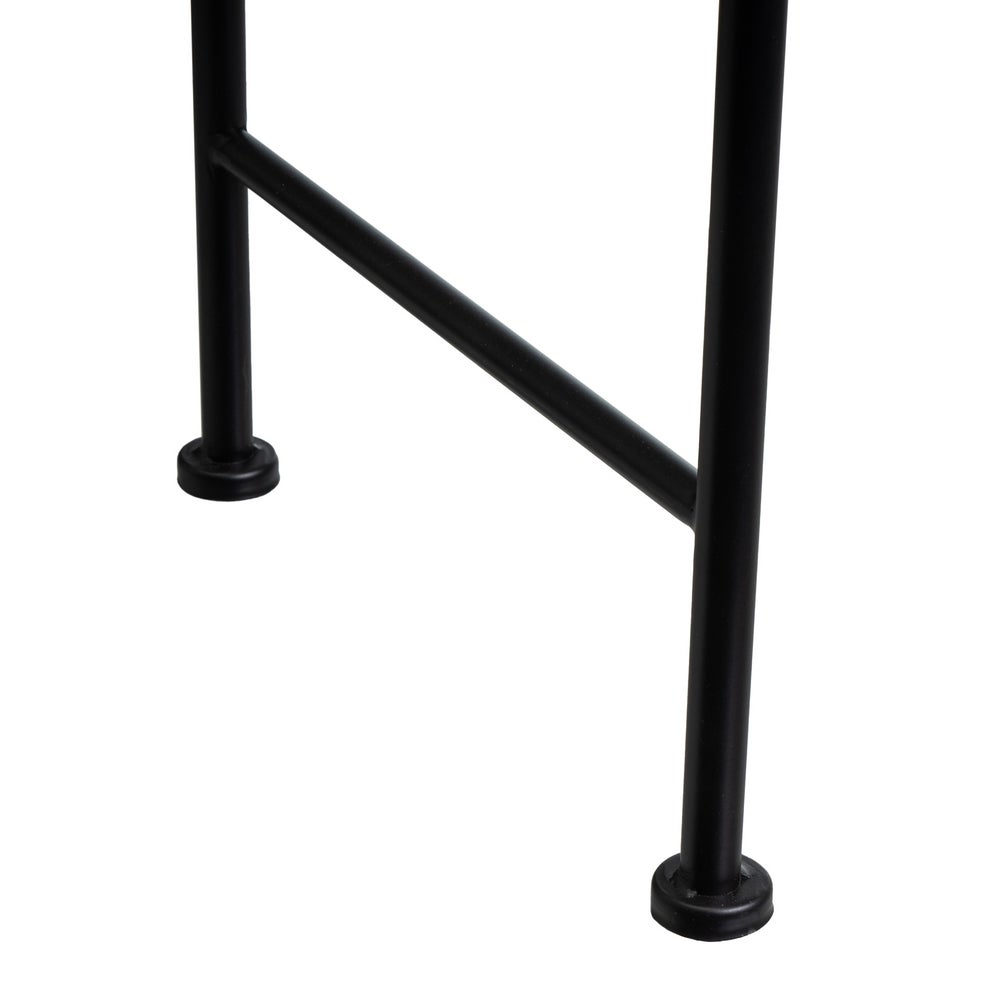 Banqueta pie de cama de metal negro tapizado en algodón blanco de 74 cm