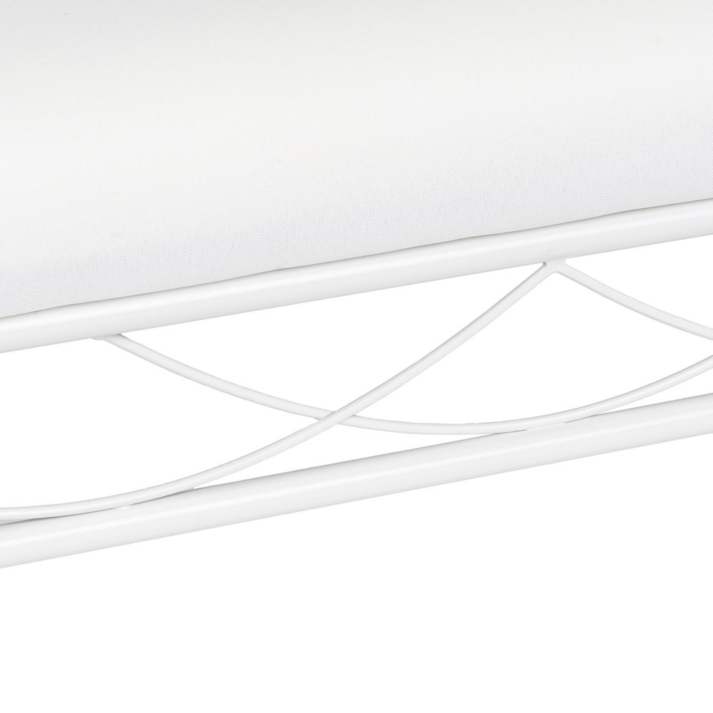 Banqueta pie de cama de metal blanco tapizado en algodón blanco de 74 cm