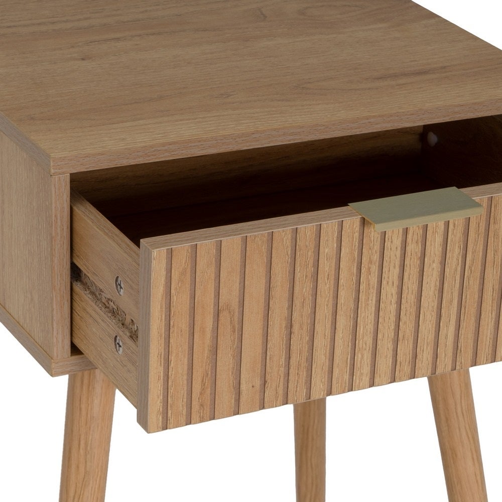 Mesinha de cabeceira branca com 1 gaveta e pernas altas de 45x35x59 cm