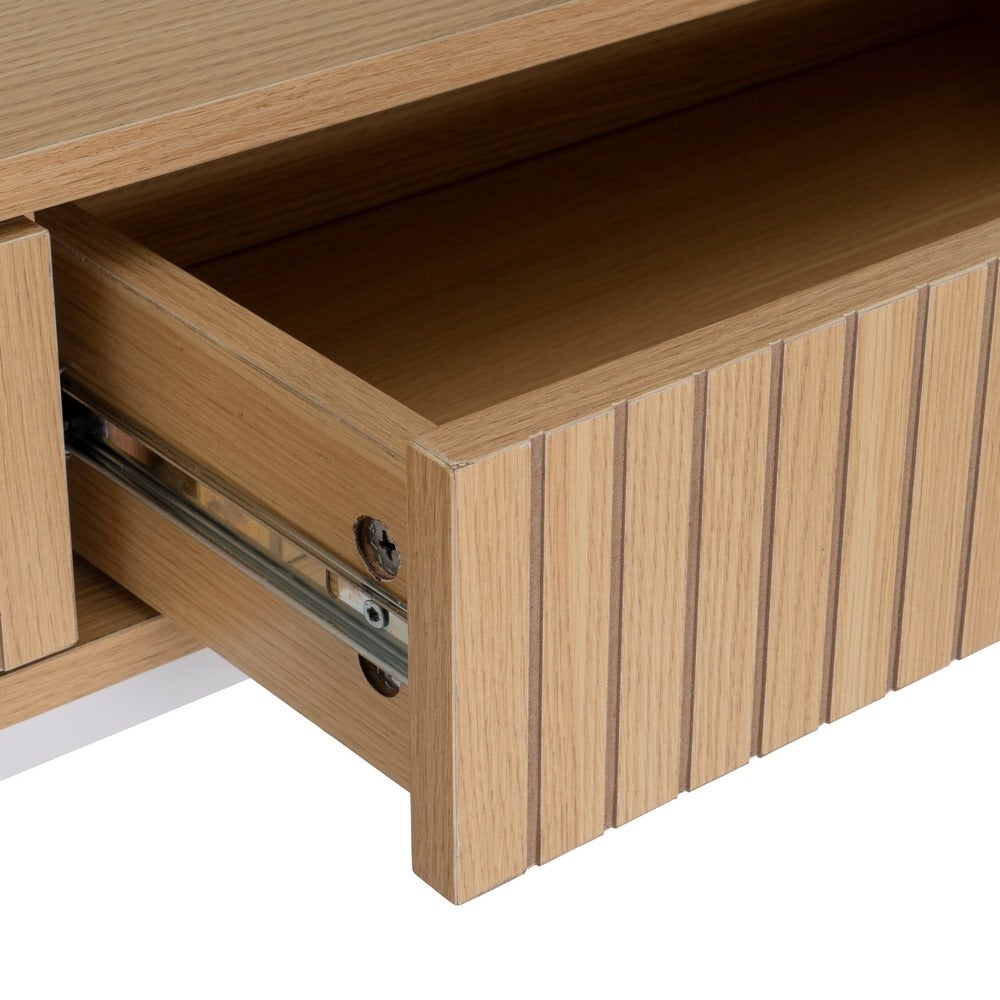 Consola de madera y metal natural con 2 cajones 100x30x75 cm