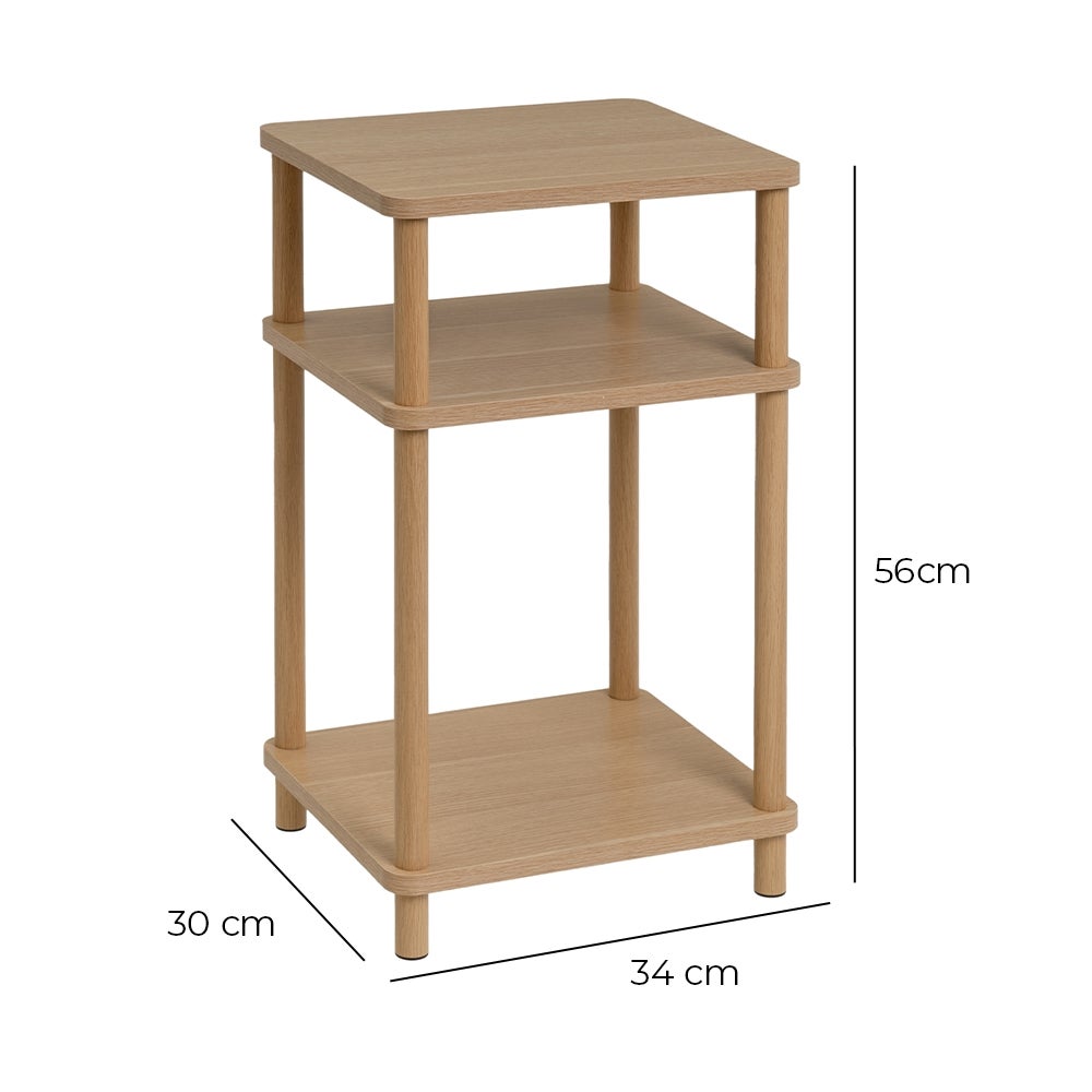 Mesa rincón de madera de 34x30x56 cm con baldas