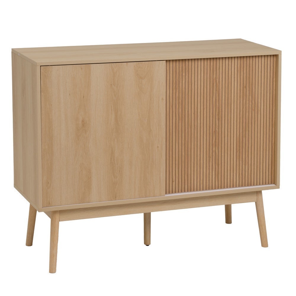 Aparador Naroa color roble con 2 puertas correderas 115x39x90 cm