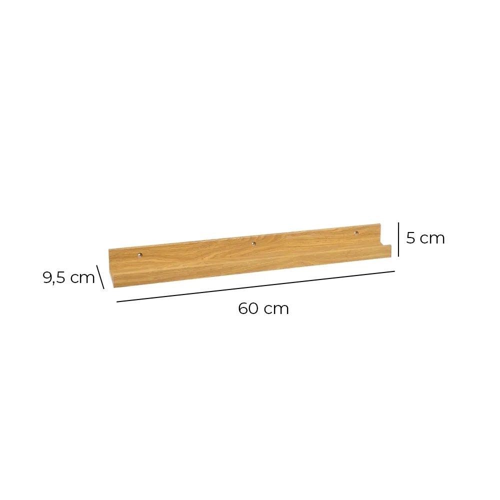 Estante repisa para cuadros de MDF natural de 60 cm