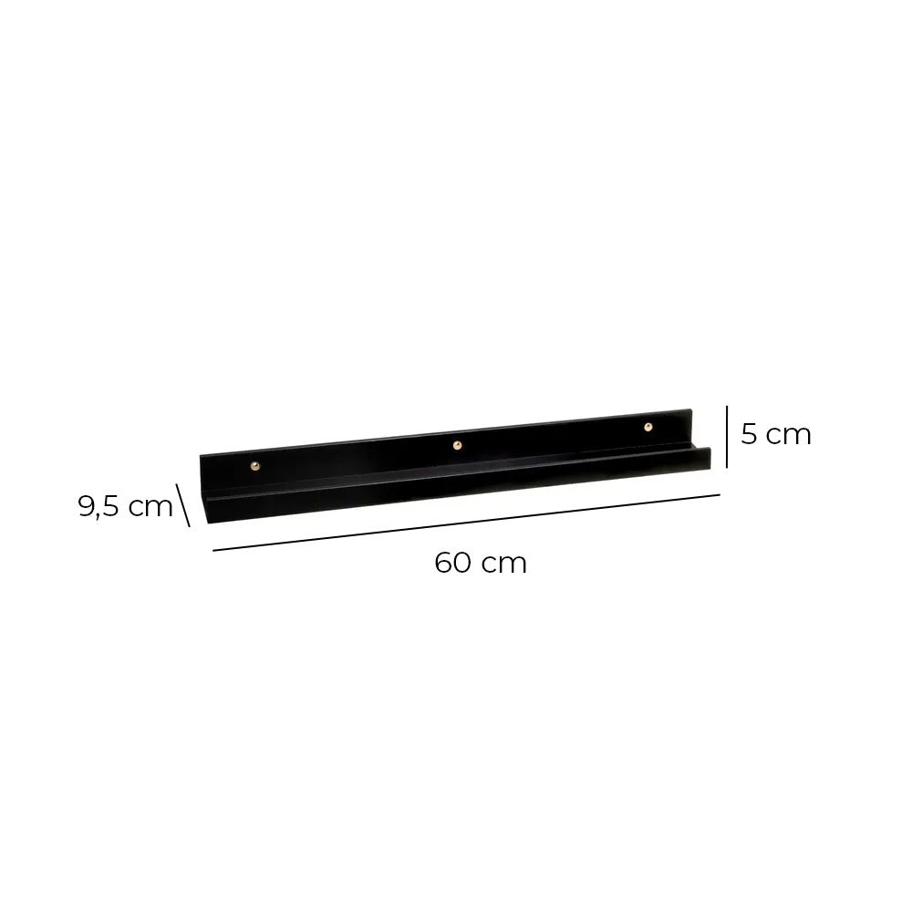 Estante repisa para cuadros de MDF negro de 60 cm