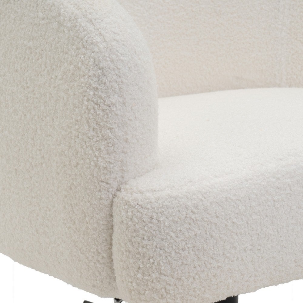 Sillón giratorio regulable en altura tapizado borreguito blanco