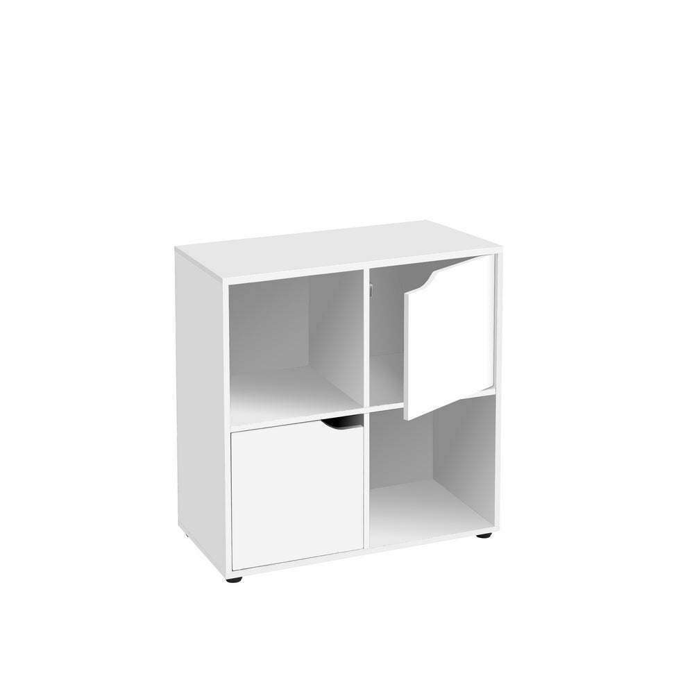 Estantería diseño cubo con 2 puertas de MDF blanca de 60x30x62 cm