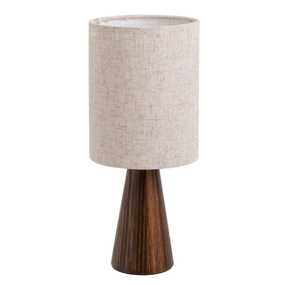 Lámpara de mesa de MDF oscura con pantalla de lino de 37x16 cm