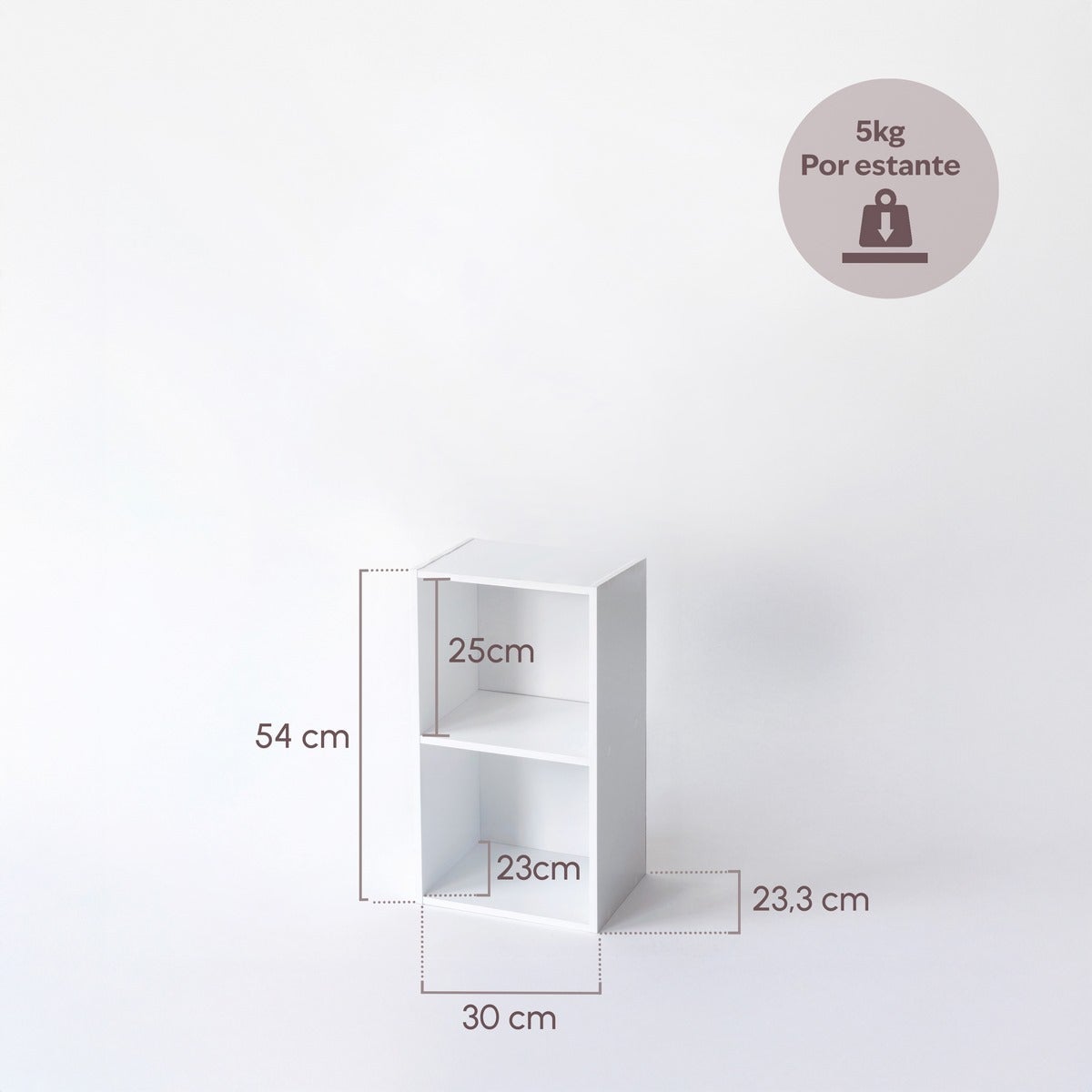 Estanteria Cube Blanca de 2 Baldas de 54x30x24 cm