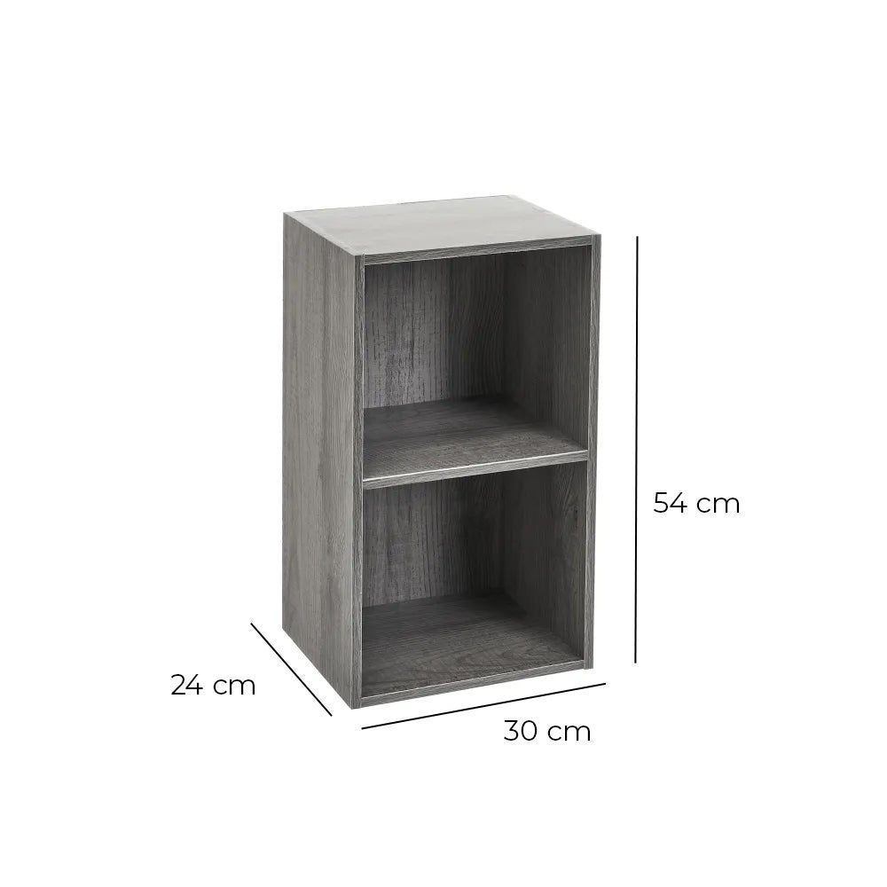 Estantería Cubo 2 estantes de tablero laminado gris de 54x30 cm