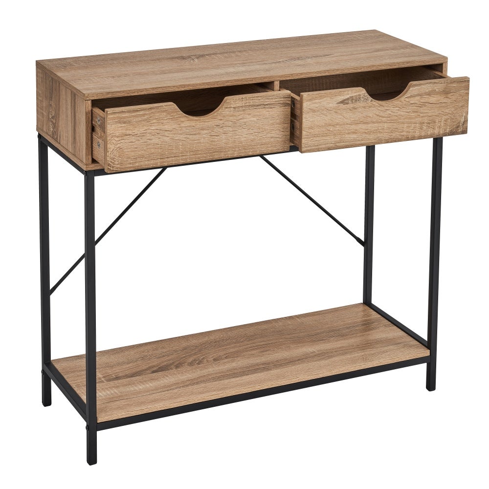 Consola Urban laminado natural con dos cajones de 80x75x30 cm
