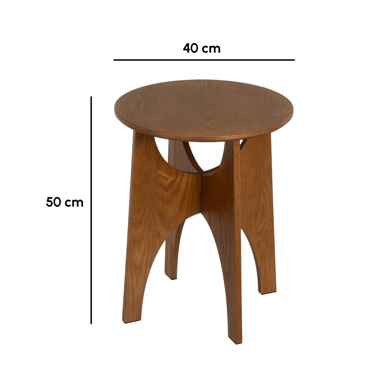 Mesa de noche de madera color nogal de 40x40x50 cm