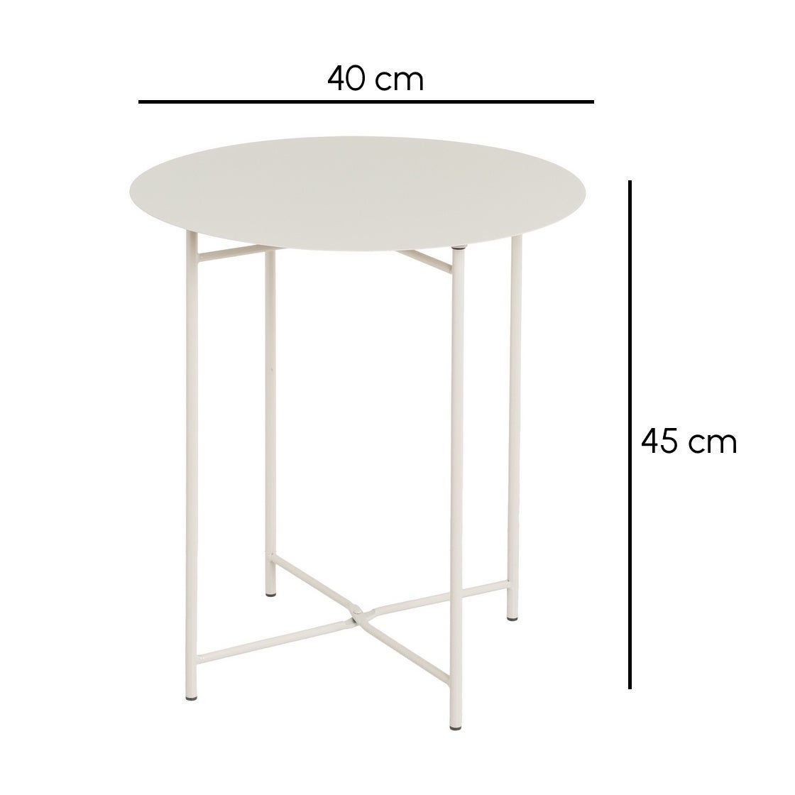 Mesa Auxiliar Metálica Beige 40x40x45 cm con Estrucrura Tubular