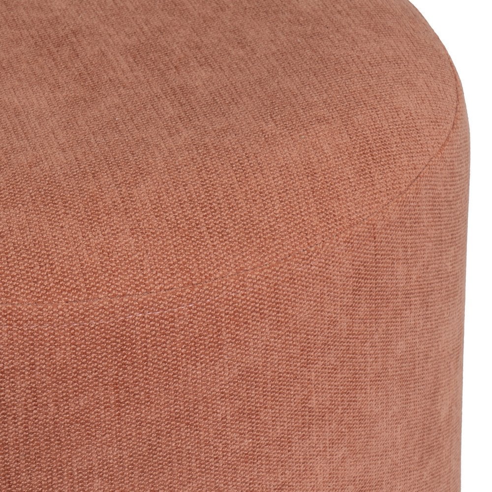 Puff taburete redondo tapizado en chenilla naranja de 40x45 cm