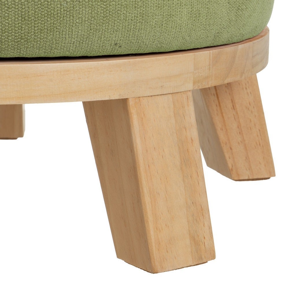 Puff taburete redondo tapizado en chenilla verde de 40x45 cm