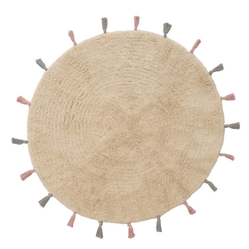 Alfombra de Algodon Beige Lavable 90x90 cm