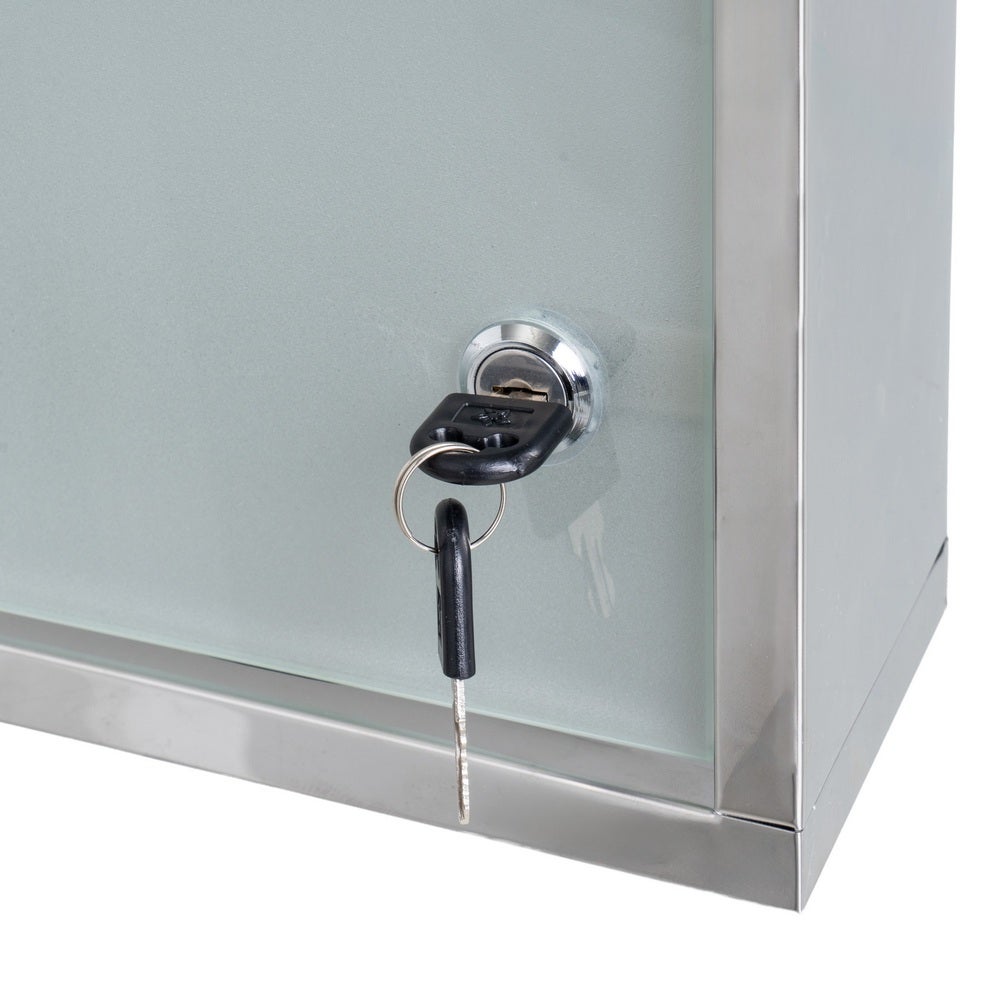 Armario Botiquin de Acero Inoxidable y Cristal 30x12x60 cm