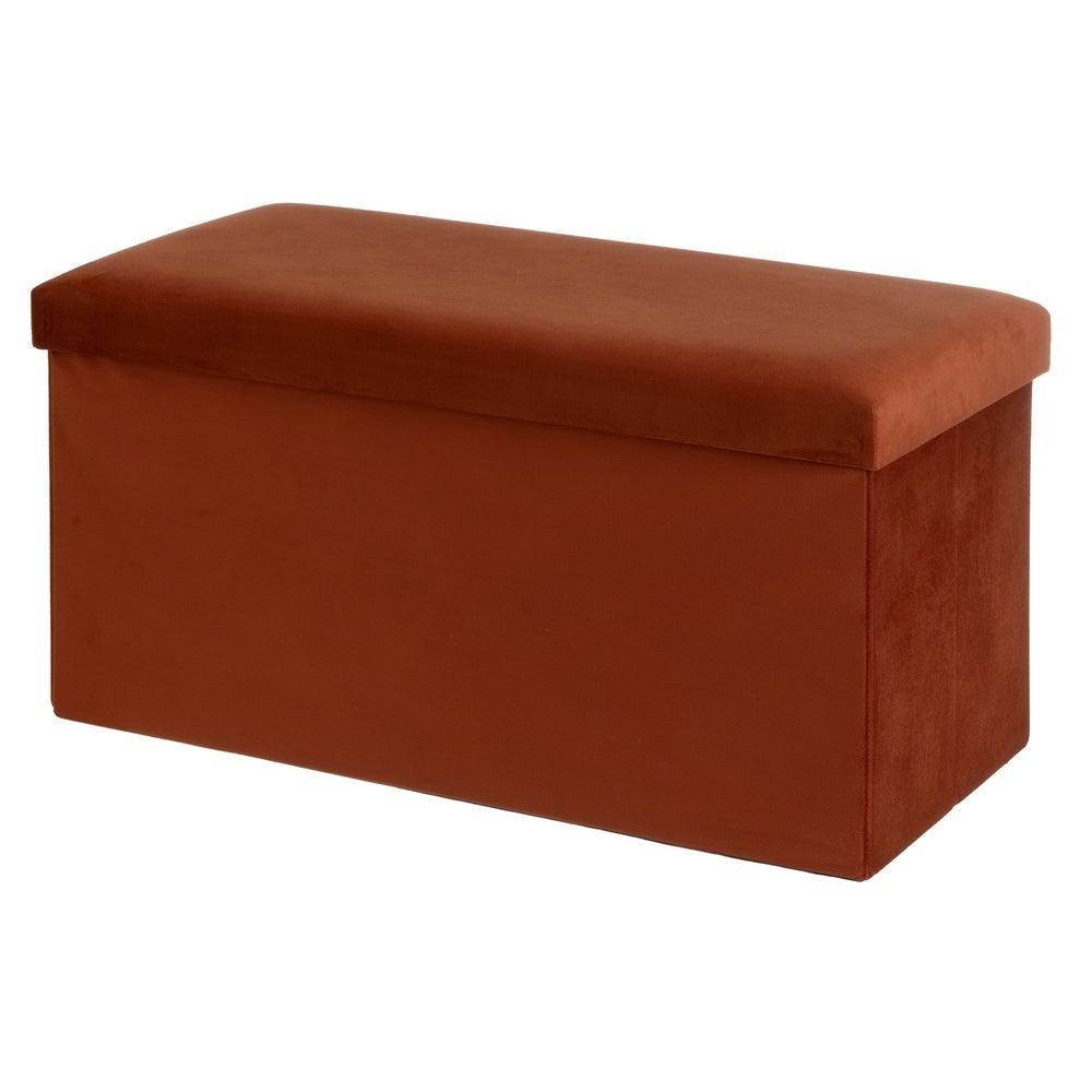 Puf arcón plegable color rojo para almacenaje con tapa de 76x38x38cm