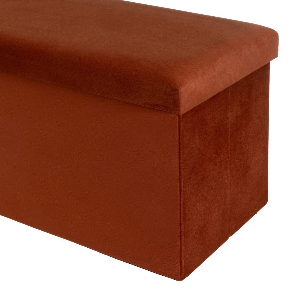 Puf arcón plegable color rojo para almacenaje con tapa de 76x38x38cm