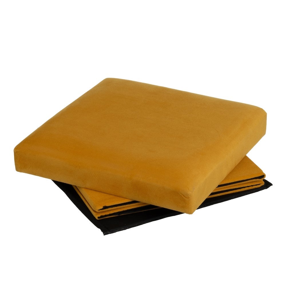 Puf arcón plegable color amarillo para almacenaje con tapa de 38x38x38cm