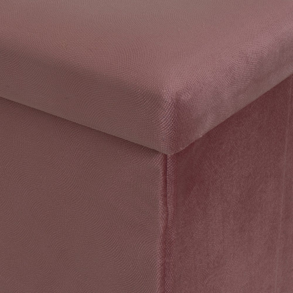 Puf arcón plegable color malva para almacenaje con tapa de 38x38x38cm