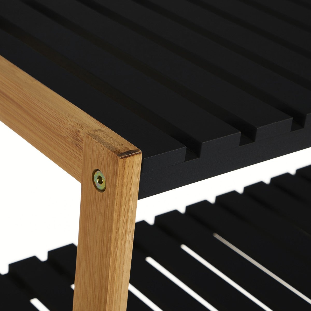 Zapatero Negro de Bambú-Madera Laminada de 3 Baldas 70x26x59 cm