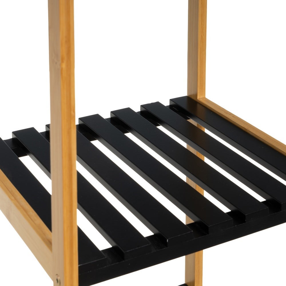 Estanteria de Bambú y Negro con 4 Baldas 34x33x110 cm