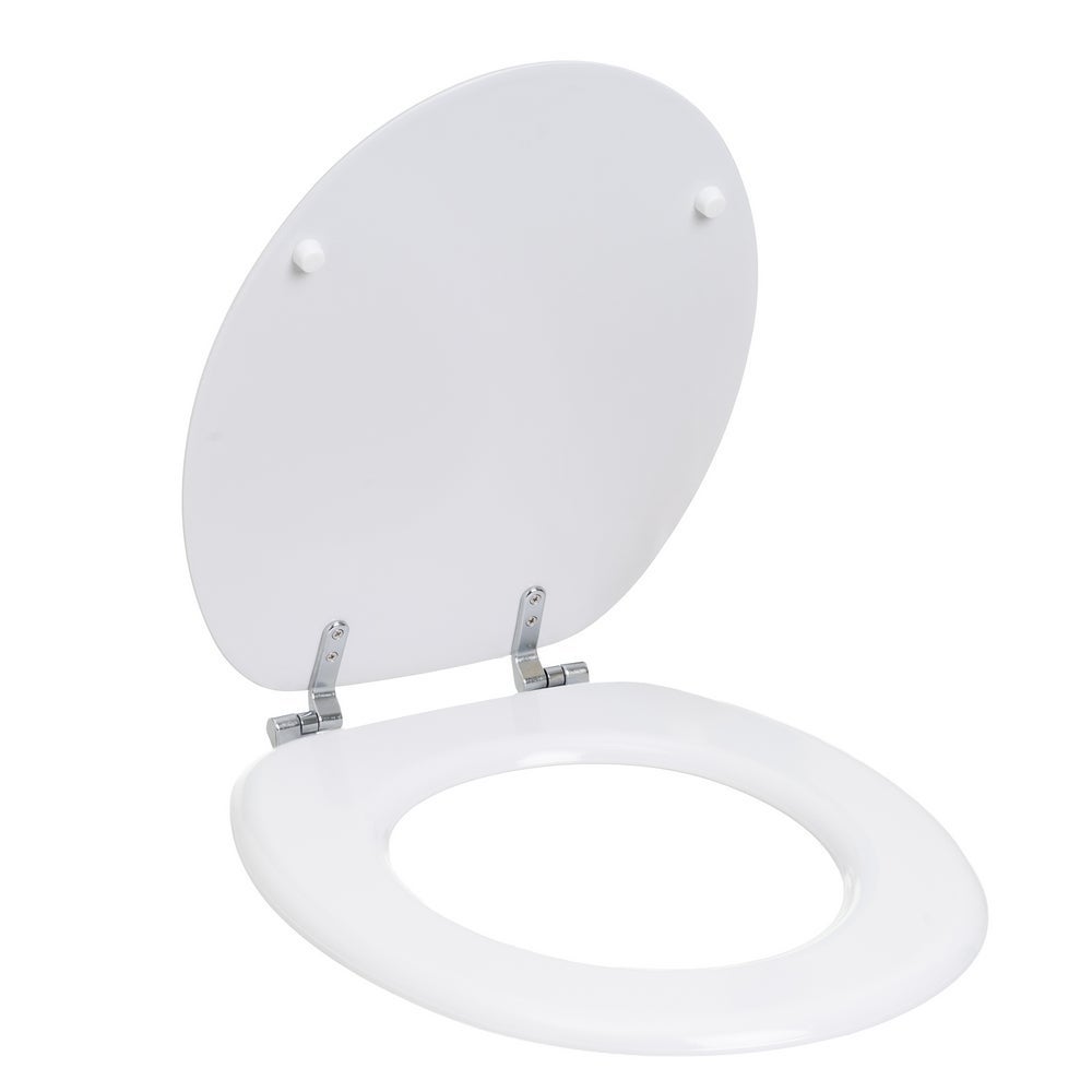 Tapa WC de bambú blanco con bisagras de zinc y fácil instalación 42x34cm