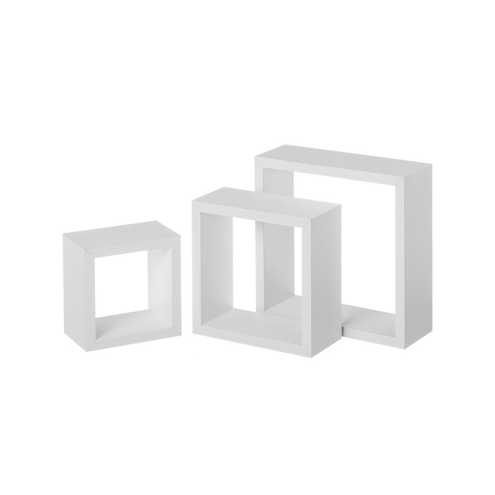 Set de 3 Estantes de Pared Cuadrados Blancos 25x25x9 cm