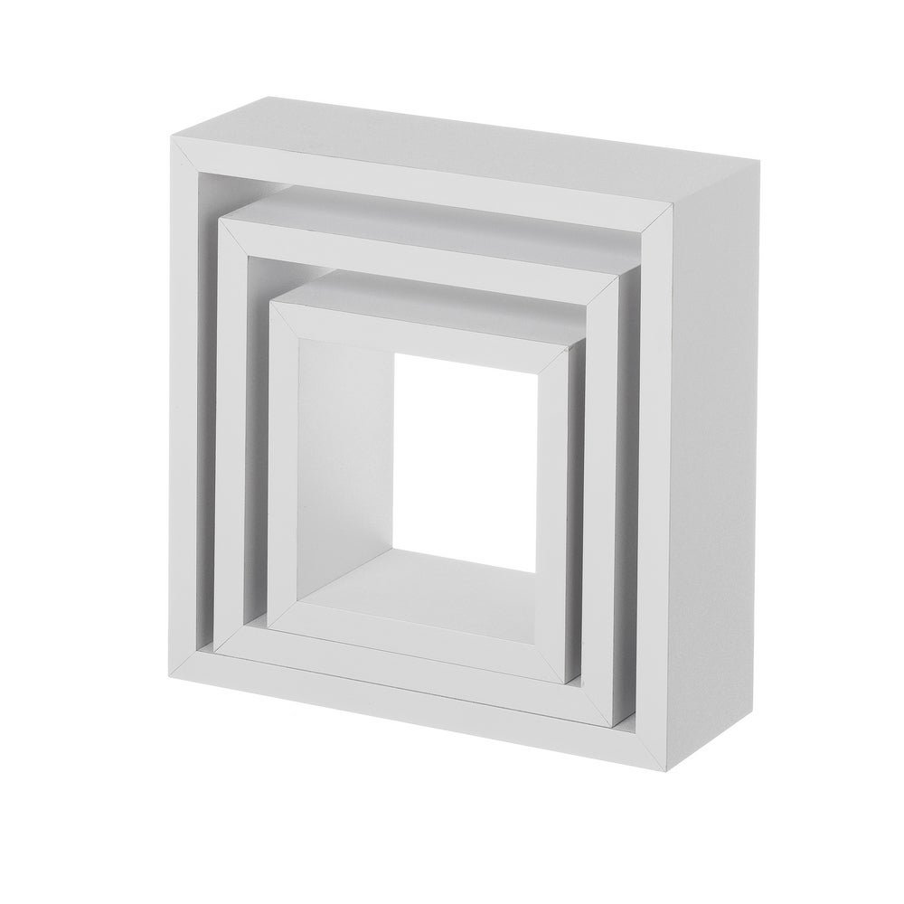 Set de 3 Estantes de Pared Cuadrados Blancos 25x25x9 cm