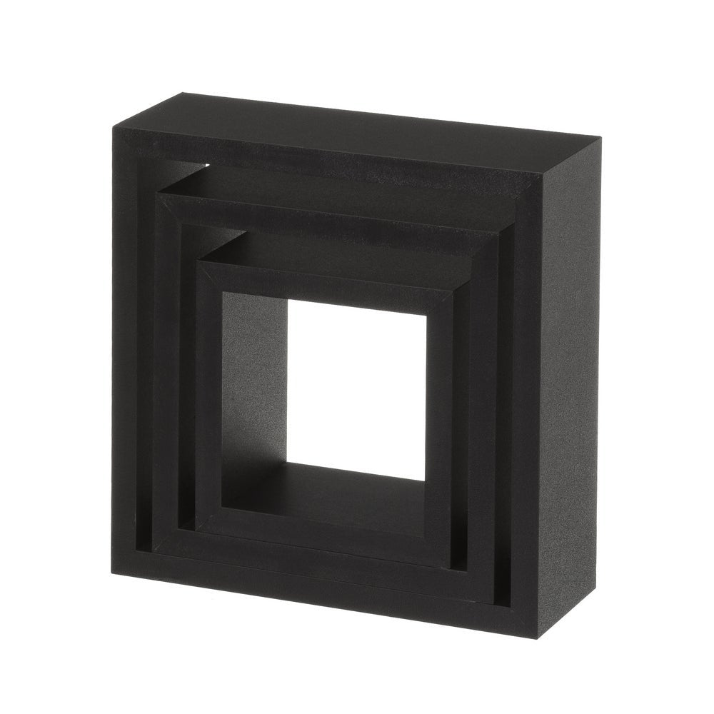 Set de 3 Estantes de Pared Cuadrados Negros 25x25x9 cm