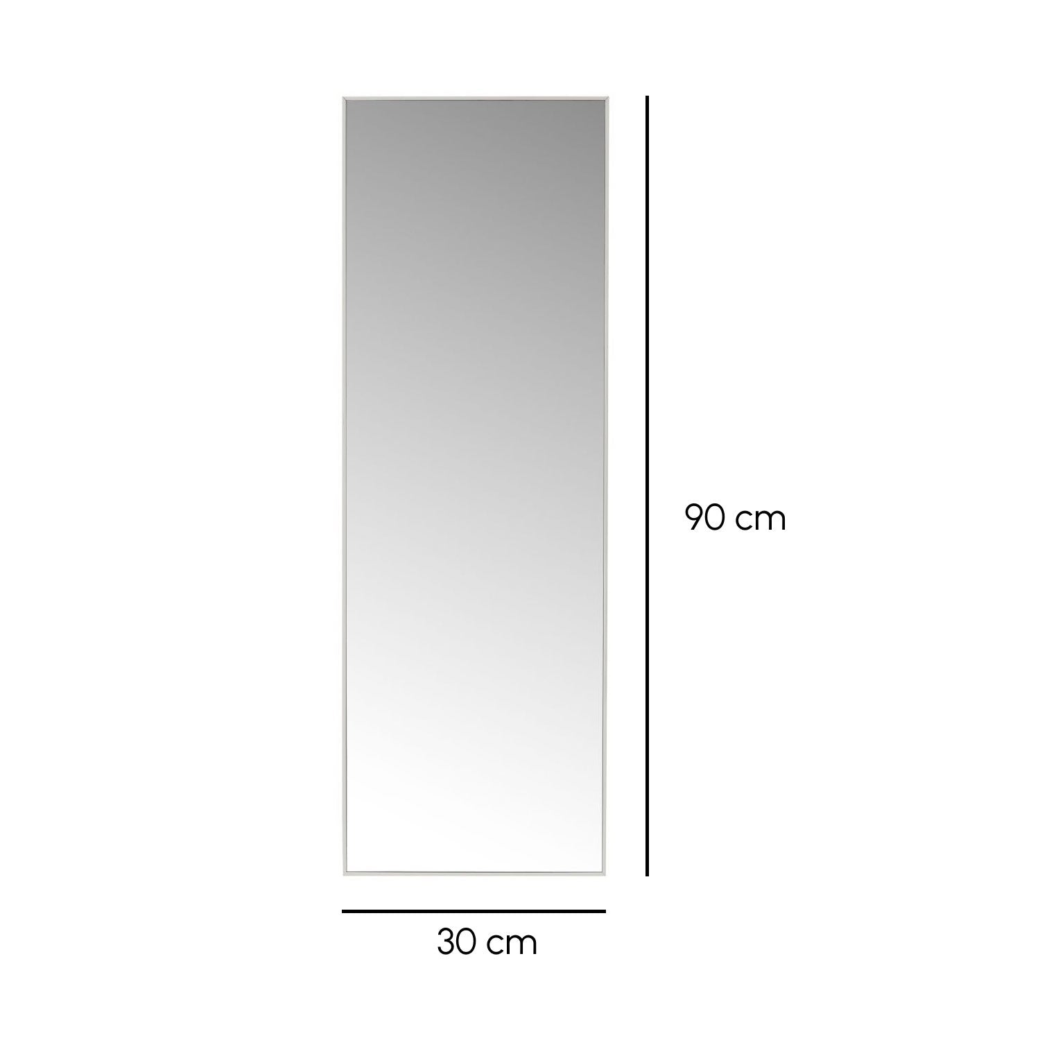 Espejo de pared rectangular con marco blanco de plástico 30x90 cm