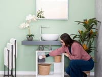 Bajo lavabo pie de madera blanco de 60x30x60 cm