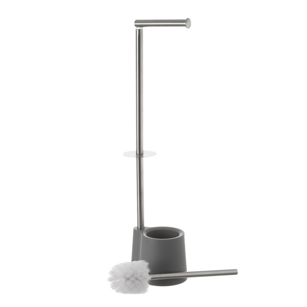 Portarrollos escobillero gris de acero inoxidable de 65x12x16 cm