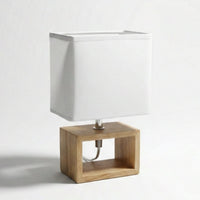 Lámpara de mesita de noche de madera marrón de 24x10x15 cm