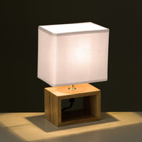 Lámpara de mesita de noche de madera marrón de 24x10x15 cm