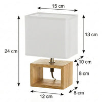 Lámpara de mesita de noche de madera marrón de 24x10x15 cm