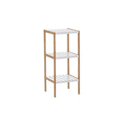Estante de bambu natural com 3 prateleiras brancas de 33x34x80 cm