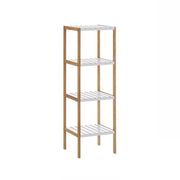 Estante de bambu natural com 4 prateleiras brancas de 33x34x110 cm