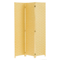 Biombo de papel trenzado beige plegable en 3 secciones de 120x175 cm