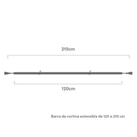Barra Cortina Extensible Blanca de Metal de 120 a 210 cm