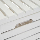 Estanterí­a con cesto de bambú natural blanca de 140x33x34 cm
