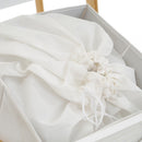 Estanterí­a con cesto de bambú natural blanca de 140x33x34 cm